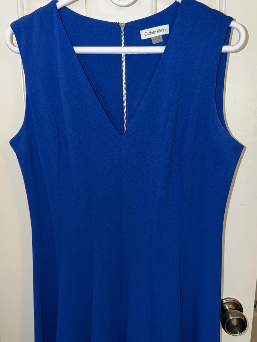 Calvin Klein Royal Blue V-Neck Sleeveless Fit and Flare Dress size 12 - Picture 2 of 8